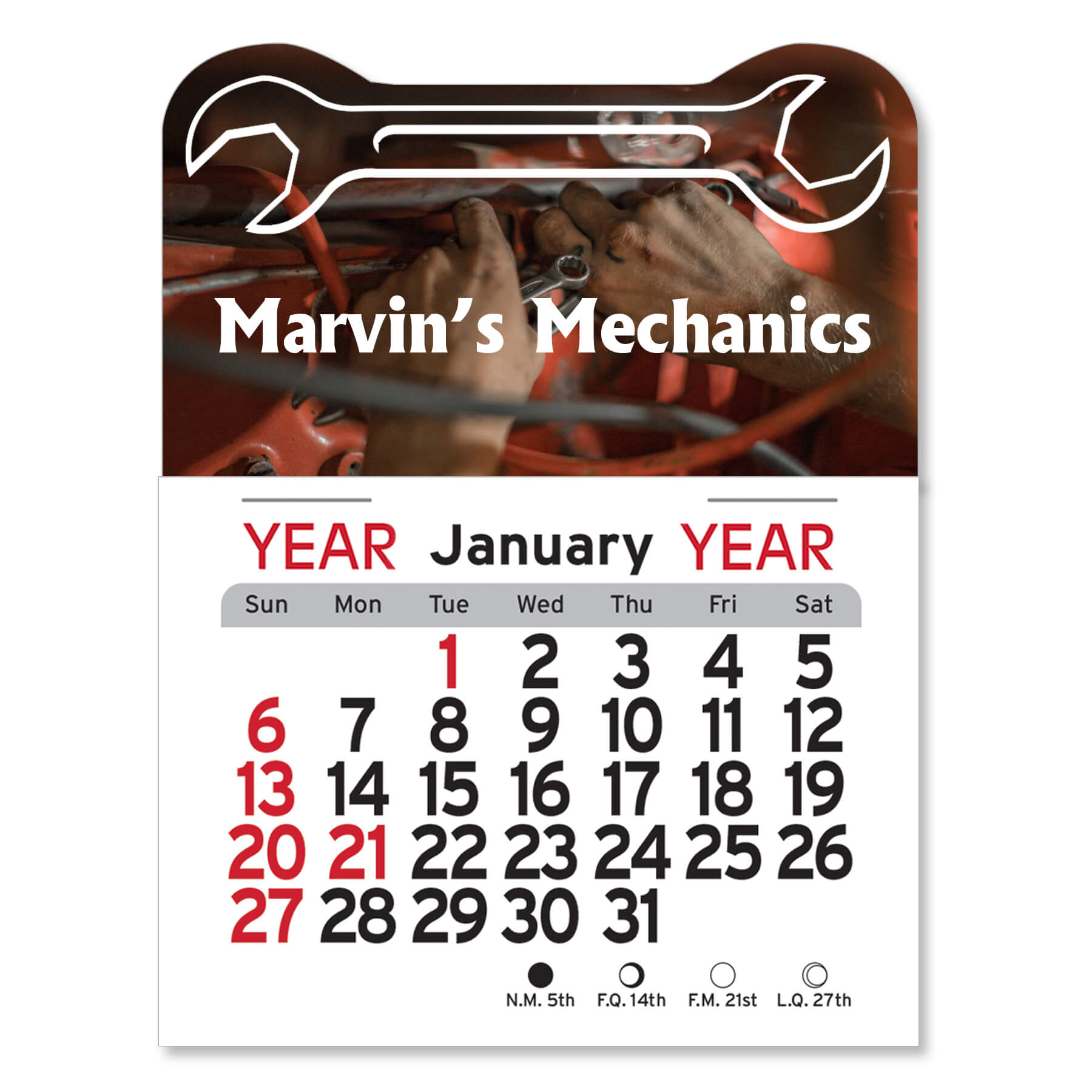 1044            - Adhesive Peel-N-Stick® Calendar - Wrench                              